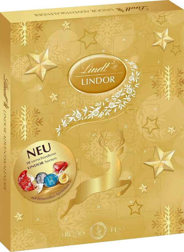 Lindt LINDOR Advento kalendorius 290 g – 24 dienos švelnaus šokoladinio malonumo!